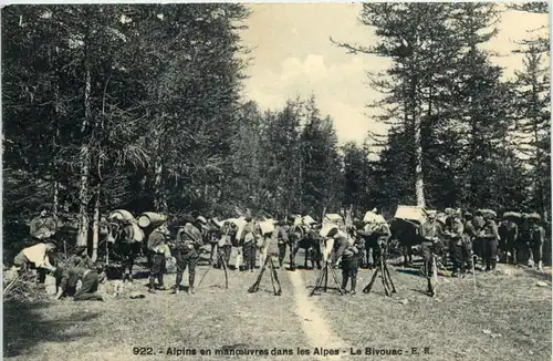 Alpins en manoevres dans les Alpes - Le Bivouac -641888