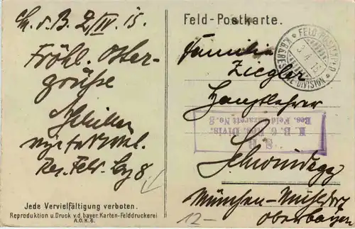 Ostern 1915 im Feindesland - Feldpost K. B. 6. Res. Division -643358