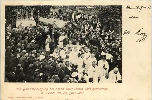 Weiden - Grundsteinlegung der katholischen Kirche 1899 -643366