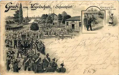 Schweinfurt - Gruss vom Vogelschuss - Litho -643452