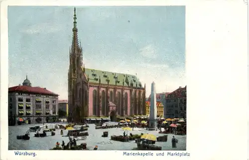 Würzburg, Marienkapelle und Marktplatz -530658