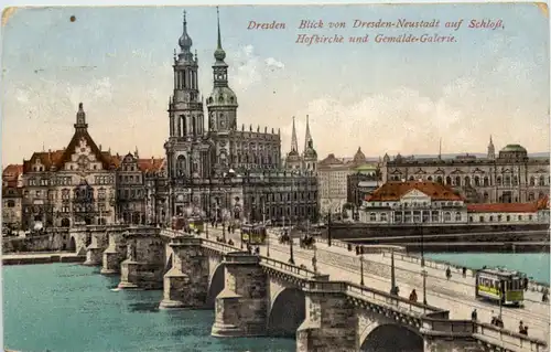 Dresden, Blick von Dresden-Neustadt auf Schloss, Hofkirche -531002