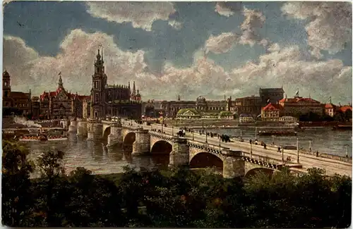 Dresden, Friedrich-August-Brücke, Schlossplatz und Theaterplatz -531010