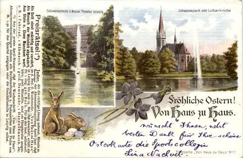 Leipzig - Johannapark mit Lutherkirche - Litho -643732