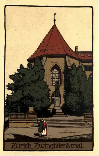 Zürich - Zwinglidenkmal - Steinzeichnung -643868