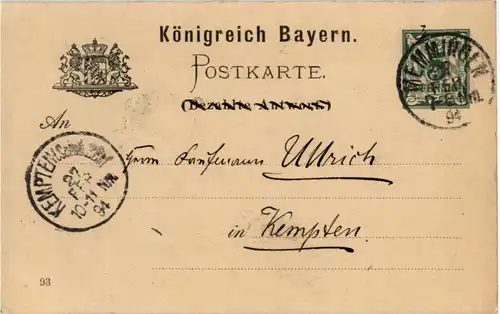 Königreich Bayern - Ganzsache - Memmingen -158564