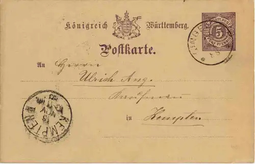Königreich Württemberg - Ganzsache -158562