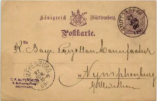 Ganzsache - Stuttgart 1886 -615596