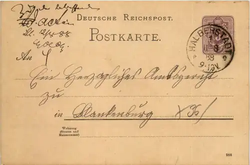 Ganzsache Halberstadt 1888 -629258