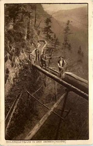 Holzreistbahn in den Bergen - Kehre - Schweiz -644186