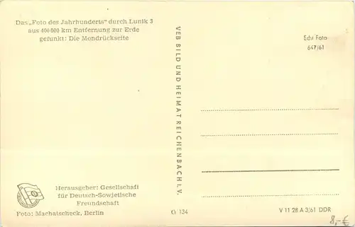 Das Foto der Rückseite des Mondes 4. Oktober 1959 -644206