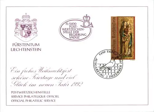 Fürstentum Liechtenstein - Erstausgabebrief 1992 -294392