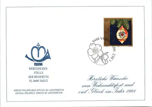 Fürstentum Liechtenstein - Erstausgabebrief 1997 -294402
