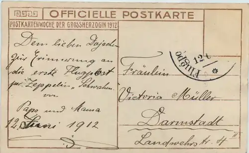 Postkartenwoche der Grossherzogin 1912 - Flugpost Zeppelin Schwaben -645044