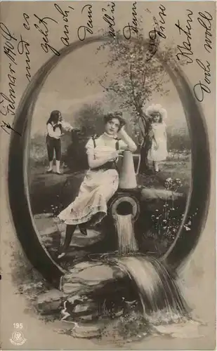 Künstler AK - Frau am Brunnen -645426