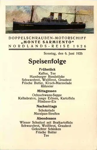 Doppelschrauben Motorschiff Monte Sarmiento - Nordlands Reise 1926 -645610