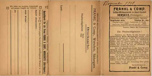 Werschetz - Bestellkarte Firma Frankl - Serbia -645644