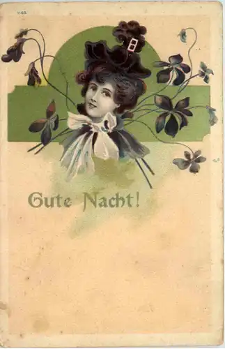 Frau mit Blumen - Gute Nacht -645936