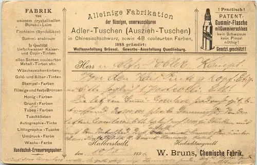 Halberstadt - Adler Tuschen gelaufen 1891 -645966