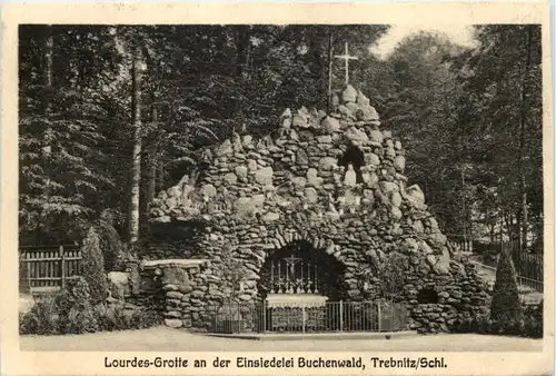 Lourdes-Grotte an der Einsiedelei Buchenwald - Trebnitz Schlesien -646378
