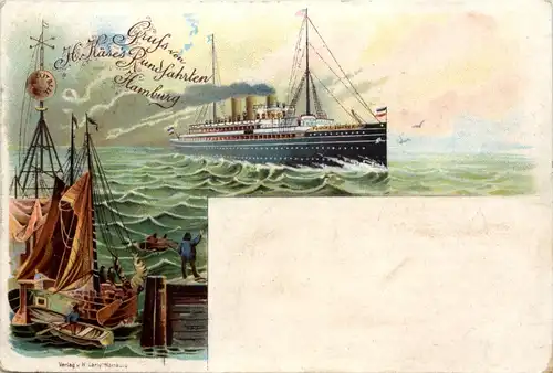 Hamburg - Gruss von Käses Rundfahrten - Litho - Fürst Bismarck -646682