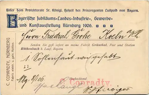 Nürnberg 1906 Jubiläums Ausstellung - Ganzsache -647876