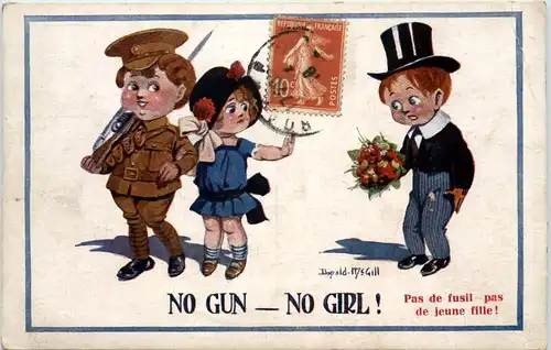 Künstler AK - Donald Mc Gill - No gun no girl -648370