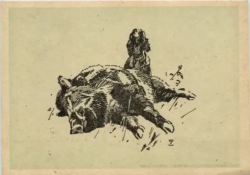 Künstler AK Ludwig Hohlwein - Wildschwein -648468