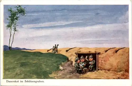 Militaria Humor - Dauerskat im Schützengraben -648424
