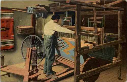 Mexico - A Chimayo Weaver at his loom -648522