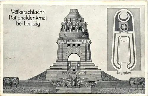 Leipzig - Völkerschlachtdenkmal mit Lageplan -648582