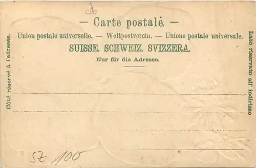 Gruss aus Brunnen - Litho Prägekarte -639886