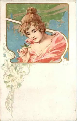 Frau mit Blumen - Jugendstil -648872