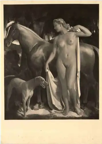 Künstler AK Carl.Jos Bauer Riedeck - Badende Amazone - Erotik -649008