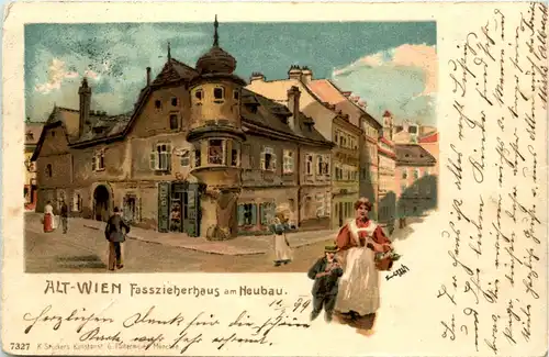 Alt Wien - Fasszieherhaus am Neubau - Litho -649110