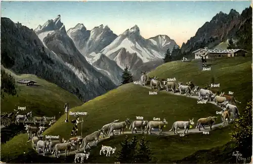 Künstler Ak - Eugen Felle - Aufzug auf die Alm -649314