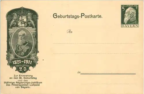 Geburtstags Postkarte 90. Geburtstag Luitpold - Ganzsache PP27 C26 -650058