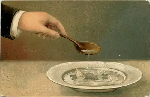 Neujahr - Zinn giessen - Prägekarte -650204