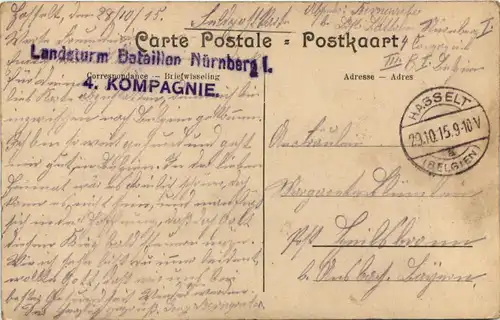 Hasselt - Rue de Maestricht - Feldpost Landsturm Bat. Nürnberg -651020