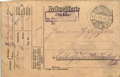 Feldpost 6. Bayer. Inf. Division -651036