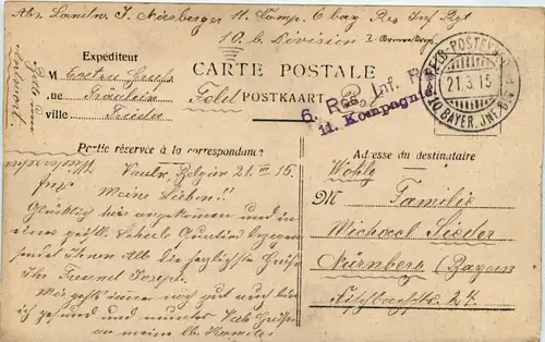 Vaulx - Chemin des Abbiaux - Feldpost 6. Res Inf Regiment -651052