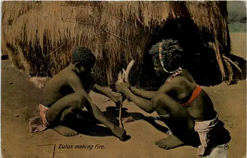 Zulus making fire -650924