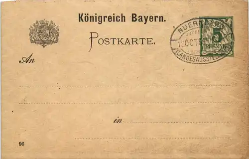 Landes-Ausstellung Nürnberg Bayern Ganzsache 1896 -651074