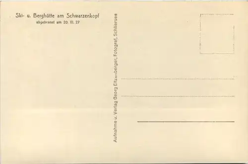 Ski und Berghütte am Schwarzenkopf abgebrannt 1927 - Schliersee -651106