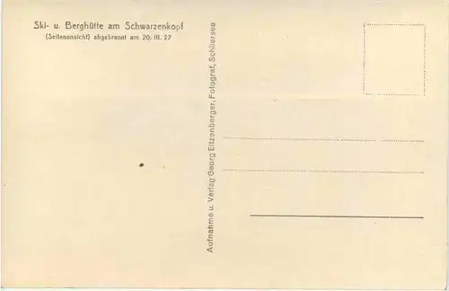 Ski und Berghütte am Schwarzenkopf abgebrannt 1927 - Schliersee -651110