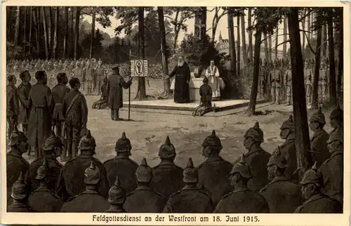 Feldgottesdienst an der Westfront 1915 - Allgäuer Feld Standarte -651130