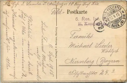 Kaiser Wilhelm II - Feldpost 10. bayer. Inf Division -651178