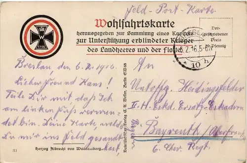 Herzog Albrecht von Württemberg - Feldpost Breslau -651318
