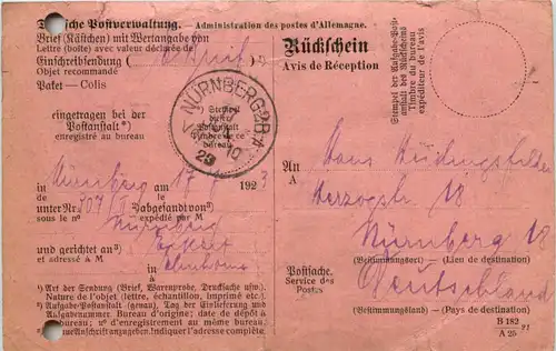 Nürnberg Rückschein aus USA -651426