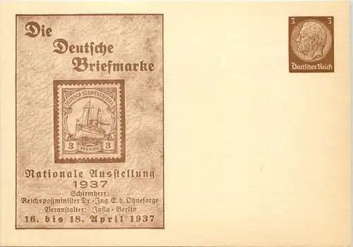 Berlin - Briefmarke Nationale Ausstellung 1937 - Ganzsache PP 136 C1 -651478